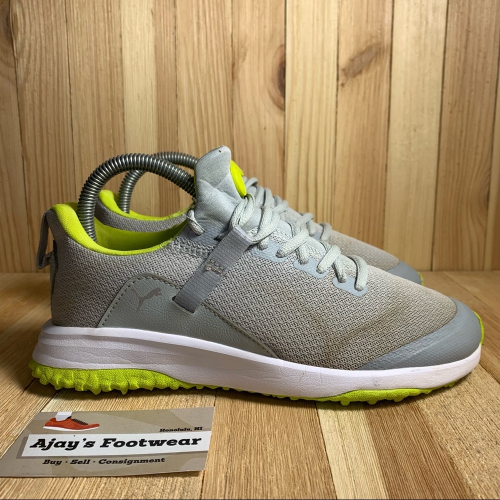 PUMA Fusion Evo Junior Youth Golf Shoes Gray Limepunch Size: 5c | Women’s 6.5